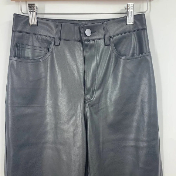 Mango MNG Women's Leather Effect High Waist Straight Pants Size 32 NWT‎ - Picture 4 of 16